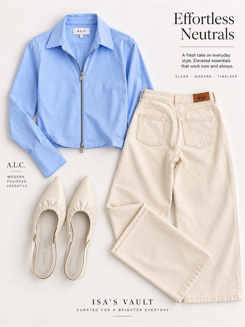 A.L.C. Jill Cropped Cotton Zip Top Sky Blue Size 4